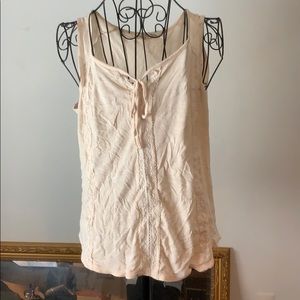 Pink rose lace tank top
